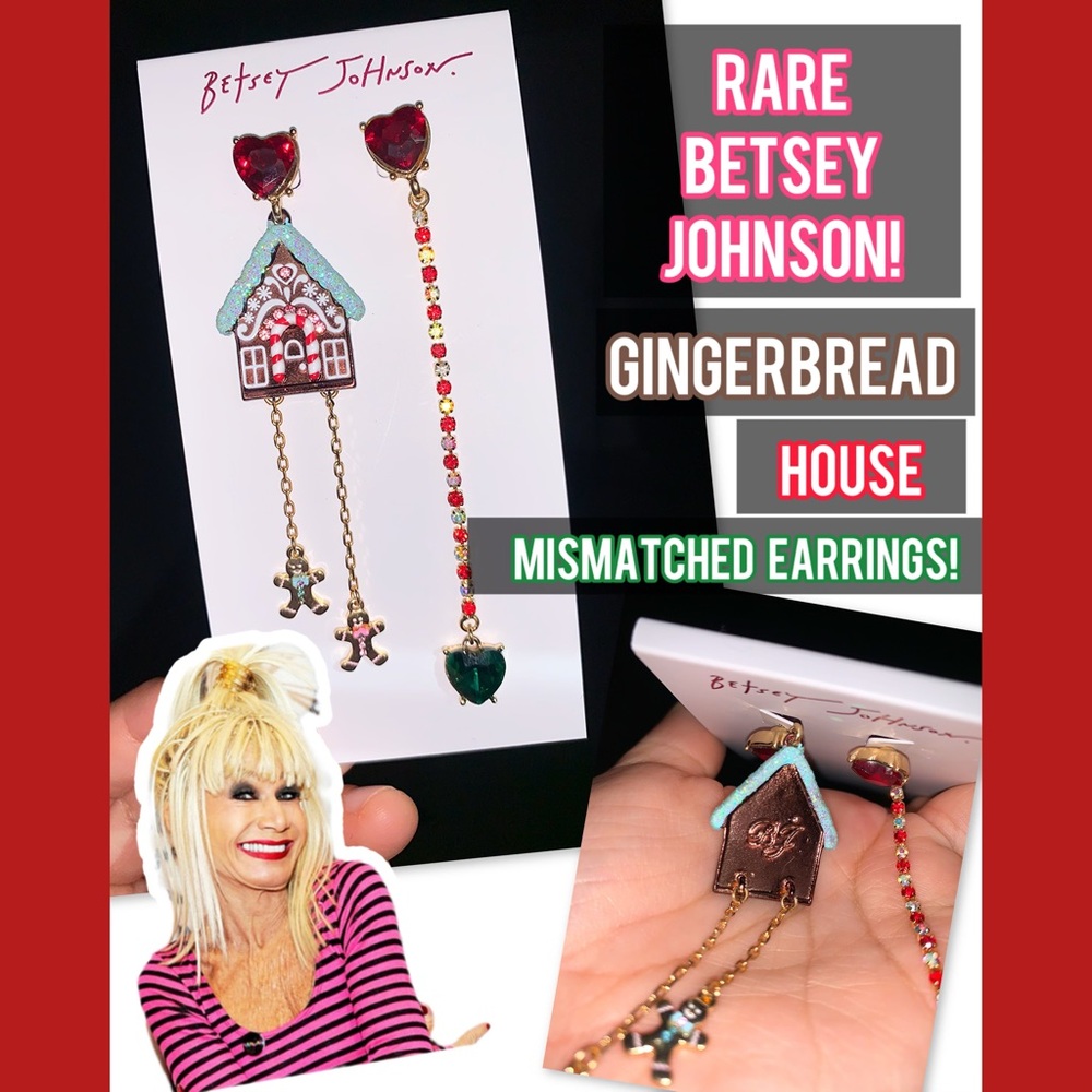 Betsey Johnson RARE Gingerbread Mismatched Earrings